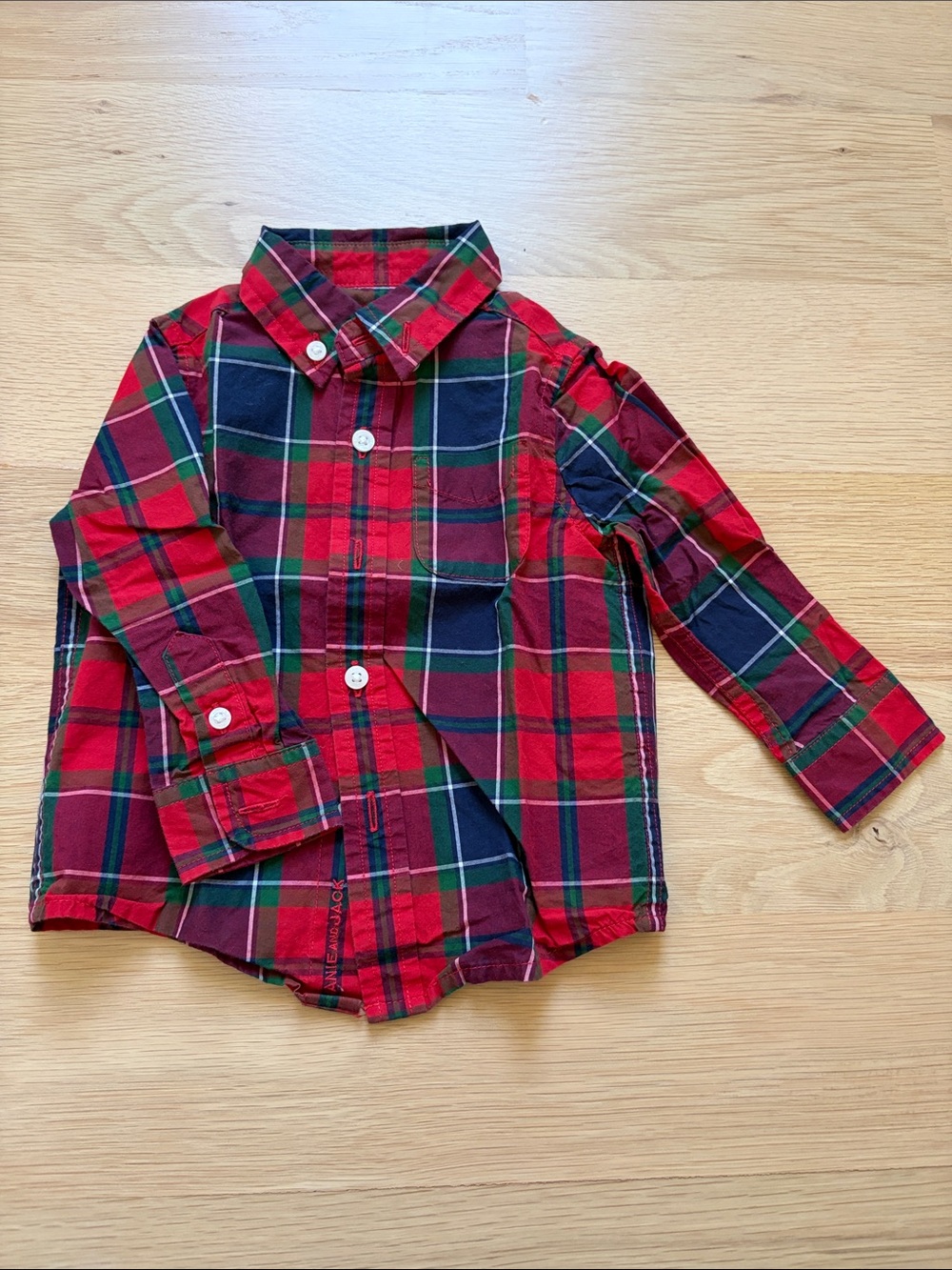 Janie & Jack Baby Red & Navy Plaid Button-Down Shirt